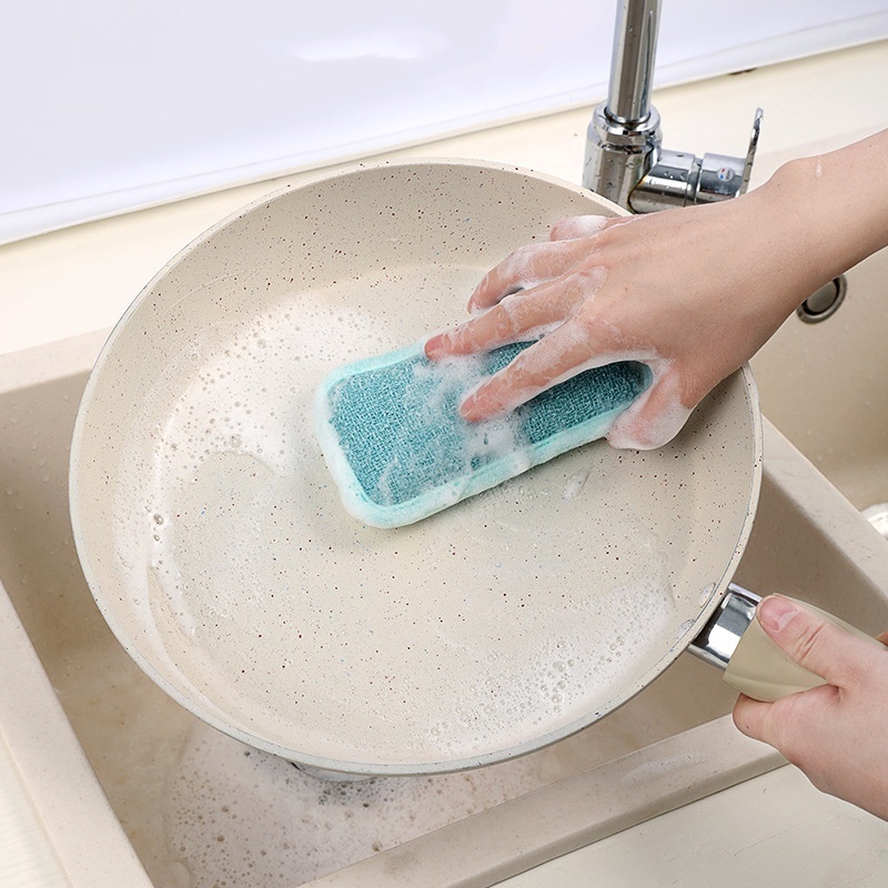 Bamboo Fiber Sponge Wipe Non-Stick Dishwasher Pots And Pans Magic Dishwashing Kitchen Rag Sponge Wipe