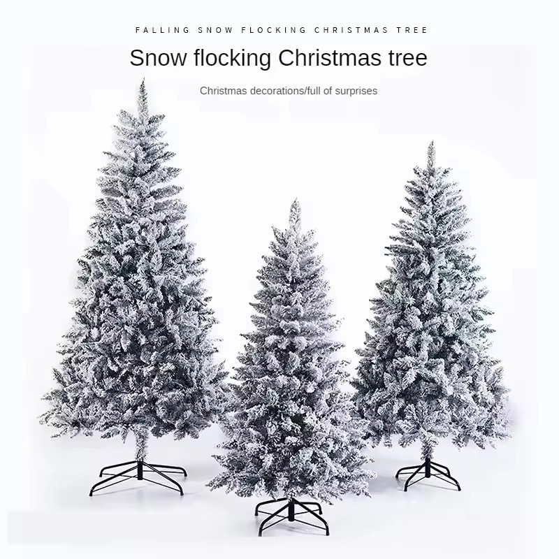 High-End White PVC Christmas Tree Flocking Simulation Popular High Quality Snow Pine Encryption Christmas Tree