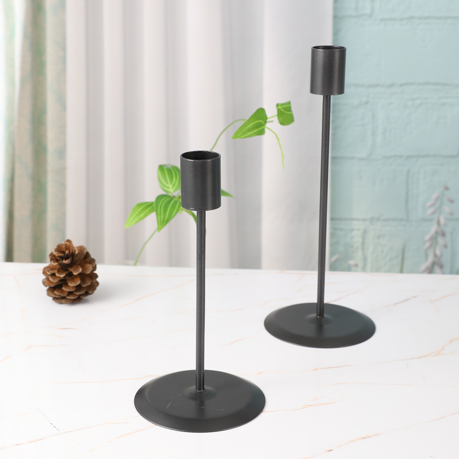 Simple Modern Romantic Candlelight Dinner Decoration Wrought Iron Black Candle Holder