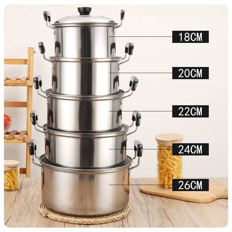 Hot Selling Stainless Steel Saucepan Large Capacity Double Ear Pot Cooking Noodles Milk Pot