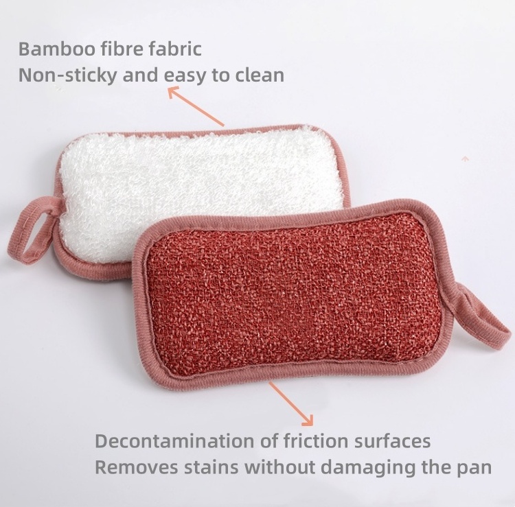 Bamboo Fiber Sponge Wipe Non-Stick Dishwasher Pots And Pans Magic Dishwashing Kitchen Rag Sponge Wipe