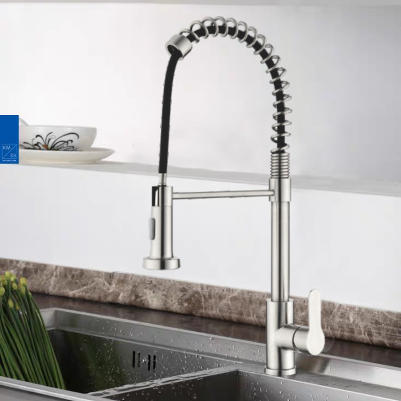 Kitchen Faucet with Pull Down Sprayer Commercial Single Handle Kitchen Sink Faucets Brushed Nickel Stainless Steel