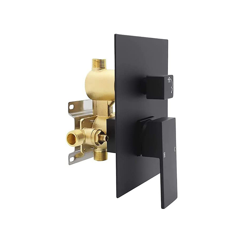 Matte Black Concealed 3 Way Outlet Function Shower Diverter Valve Brass Flow Control Mixer Mixing Rough-In Shower Valve Kit