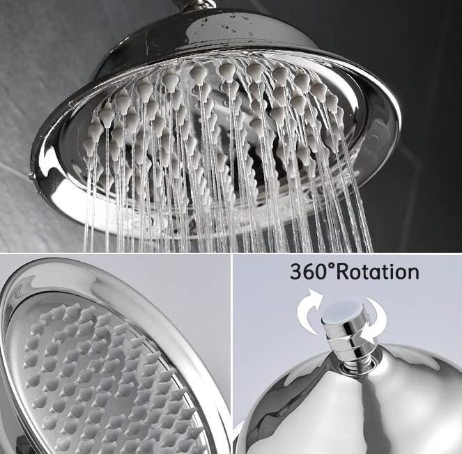 8 Inch Ceiling Rain Shower Antique telephone Shower Faucet Complete Set With 3 Way Balance Rough-In Valve Trim Kit Chrome