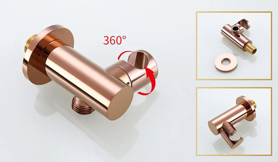 8 inch Wall Mount Rose Gold Hot and Cold Water Bathroom Shower Faucet System Round shower head