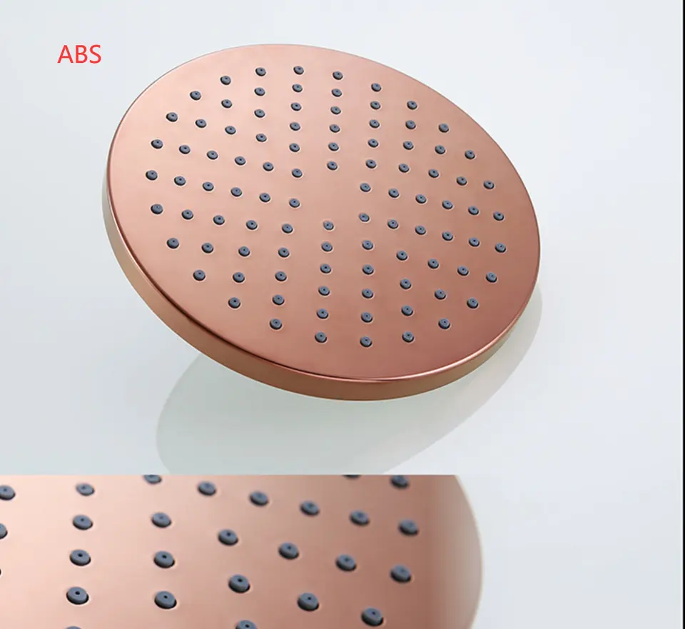 8 inch Wall Mount Rose Gold Hot and Cold Water Bathroom Shower Faucet System Round shower head