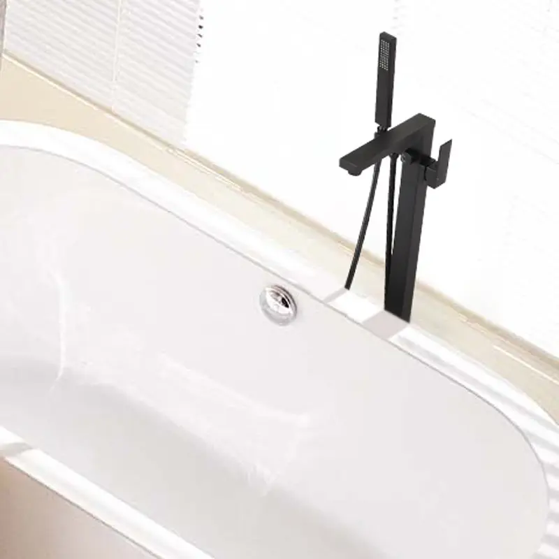 Hot sale Bathroom Floor stand Mounted Bath Tub Filler Brass Freestanding Bathtub Faucet,Hot and Cold water