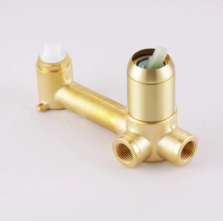 Hotel two hole Wall mounted Faucet Brass Bathroom Sink Single Handle taps Brushed gold basin Faucet