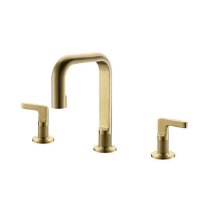 3 Hole Brass Bathroom Faucets Widespread Bathroom Faucet Brushed Gold Bathtub Faucets