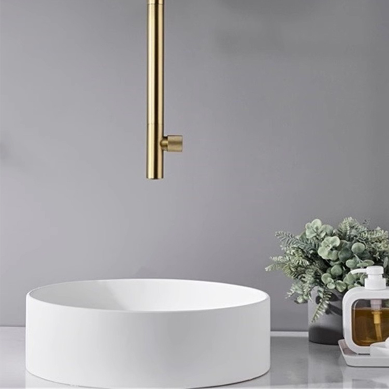 Creative Drop-shaped art Brass Faucet High Flow Ceiling Mounted Bathroom wash Basin Faucet