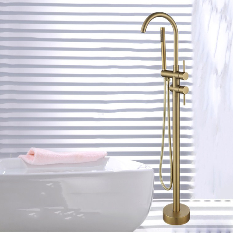 brass wall mount tub mixer  with hand shower walk in tub faucet floor stand tub tap mixer   faucet