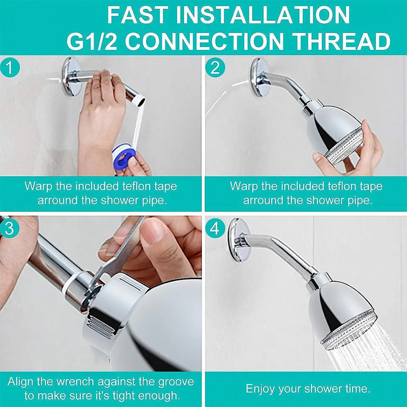 High Pressure Adjustable Rain ShowerHead 7 Color Flash Light Automatically Changing LED Shower Head with Led Lights