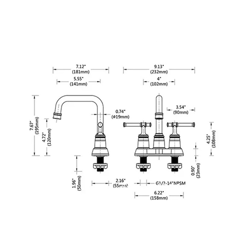 HOT SALE Stainless steel basin faucet double handle retro vintage antique Sense of advanced bathroom sink basin mixer faucet