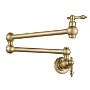 Pot Filler Water Sink Tap Brushed Gold kitchen faucet wall mounted kitchen faucet Rotate Folding Spout H59 Brass Modern