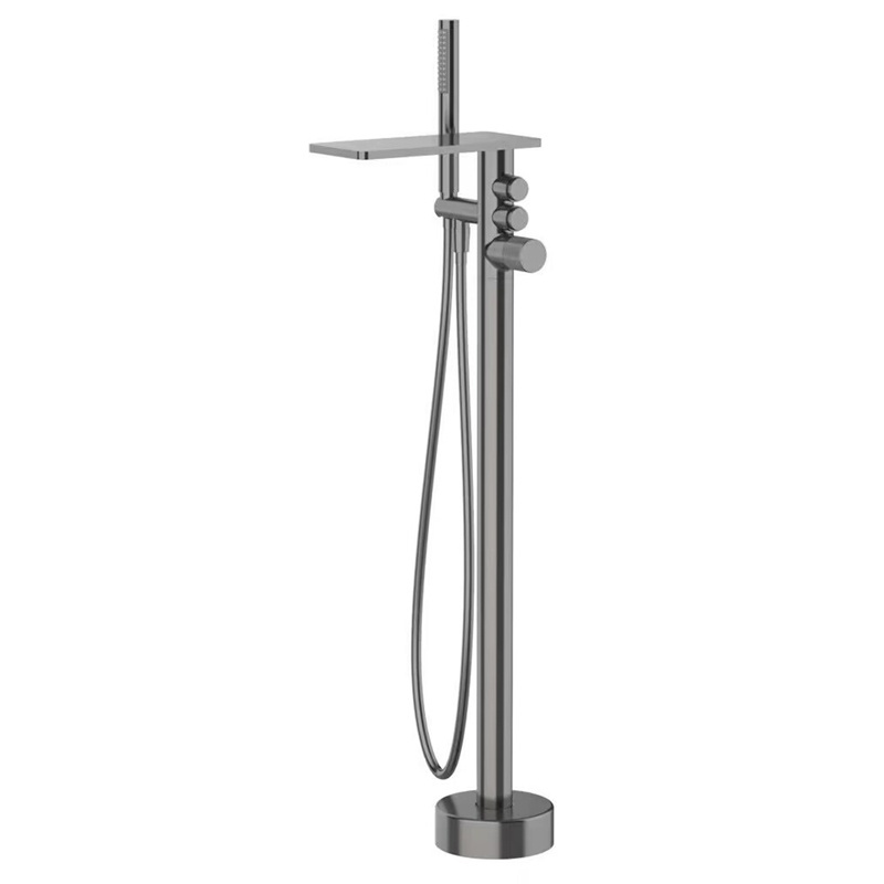 Modern Floor standing Waterfall Bathtub sets Chrome Floor Mount Brass Single Handle Bathroom Brushed bathtub Faucets