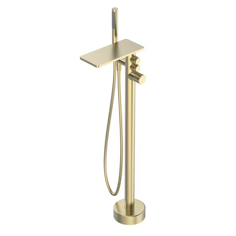 Modern Floor standing Waterfall Bathtub sets Chrome Floor Mount Brass Single Handle Bathroom Brushed bathtub Faucets