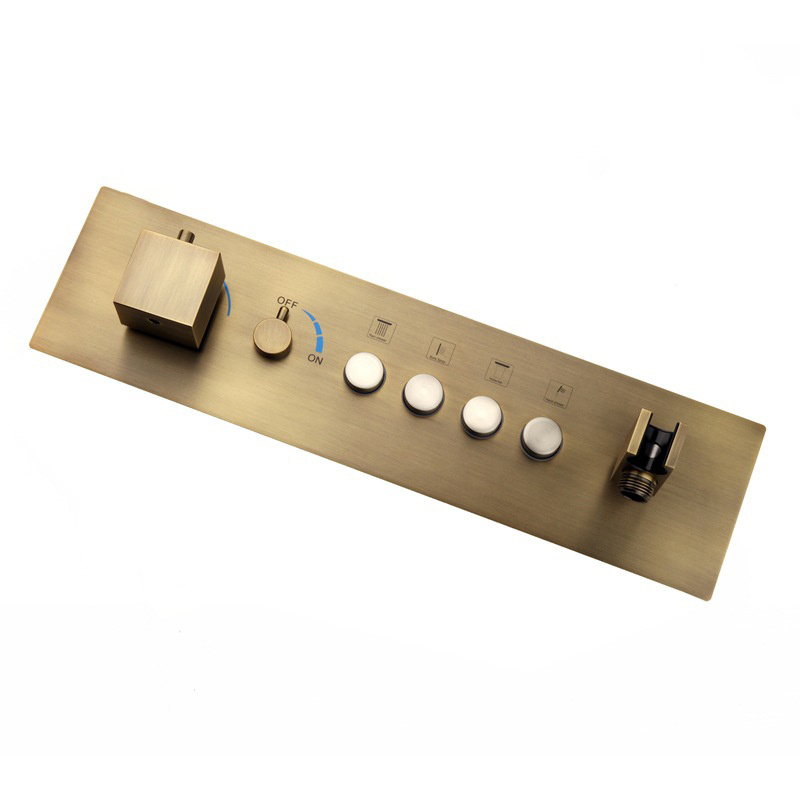 Concealed Brushed Brass Concealed Thermostatic 4 way Bathroom Rotate Button Gold Black Shower Diverter Mixer Faucet Valve