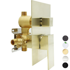 Concealed Solid Brass 3 Function Bathroom Rotate Button Temperature Control Shower Diverter Mixer Faucet Valve Control