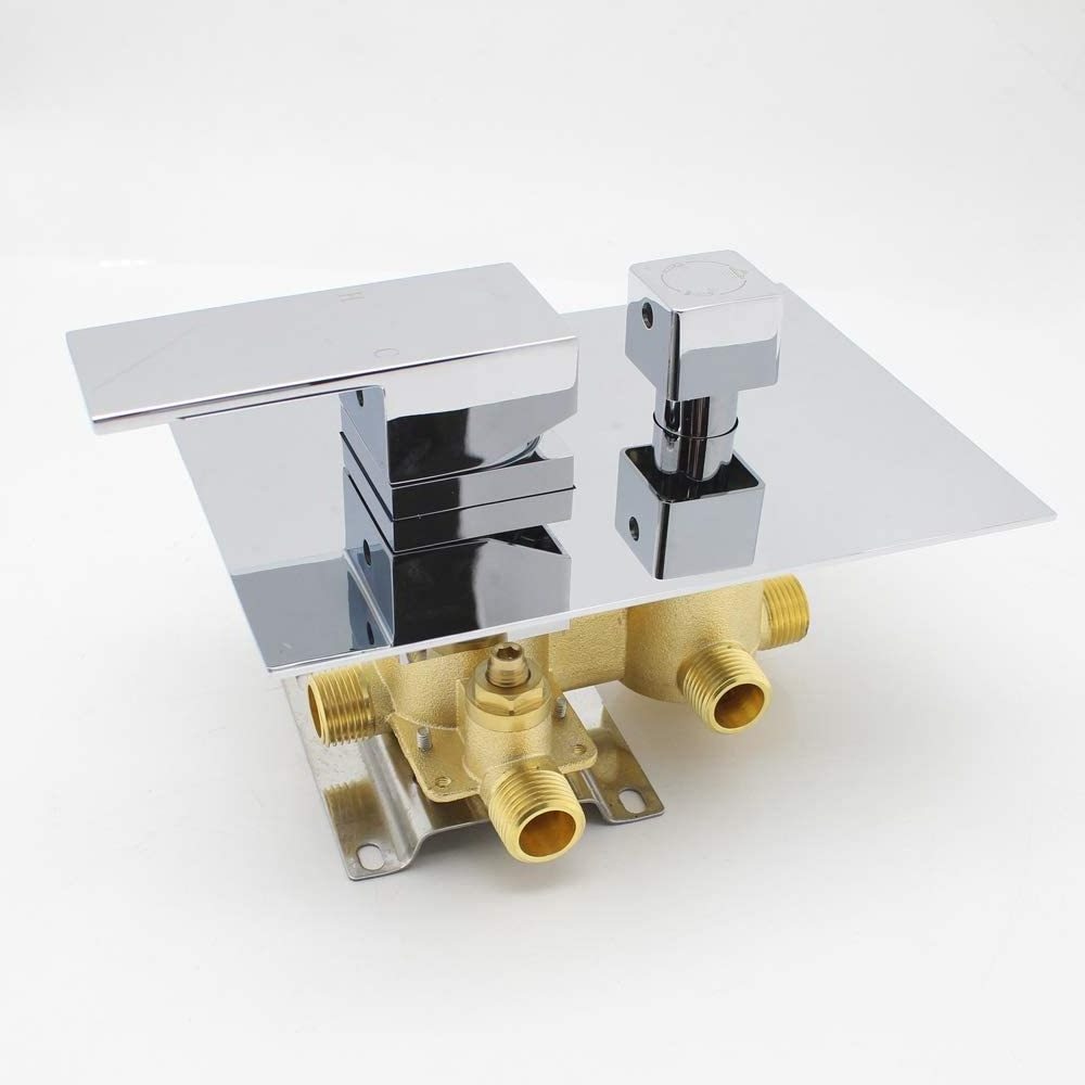 Concealed Solid Brass 3 Function Bathroom Rotate Button Temperature Control Shower Diverter Mixer Faucet Valve Control