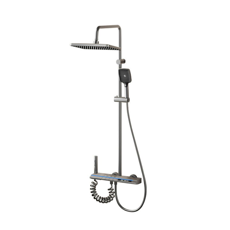 Bathroom Temperature digital display Shower faucet Sets Wall Mounted Exposed classic piano key design rain Shower system set