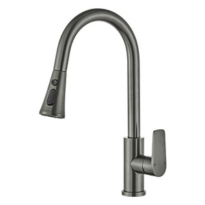 Commercial Modern High Arc Single Handle Grifos De Cocina Gray Kitchen sink Faucet with Pull Down Sprayer