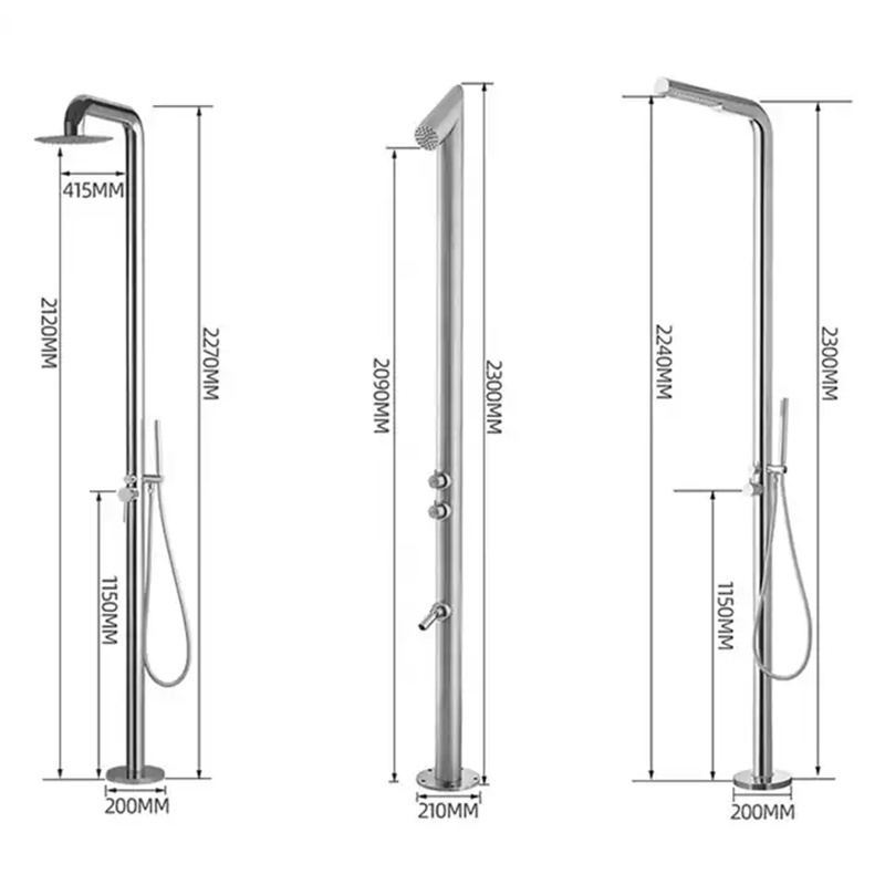 Stainless steel outdoor swimming pool beach shower column set for swimming pool and garden