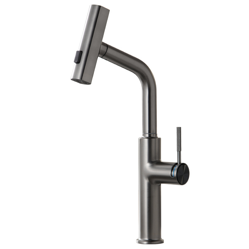 Modern Gun Grey Extend High Cupc Flexible Sink faucet 3 ways Pull Out Basin Faucet Mixer Waterfall Tap Mixer