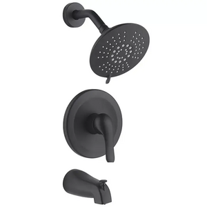 Black Concealed Shower Combo Set with Tub Spout  Bathtub Shower System Single Handle Mixer Trim Kit