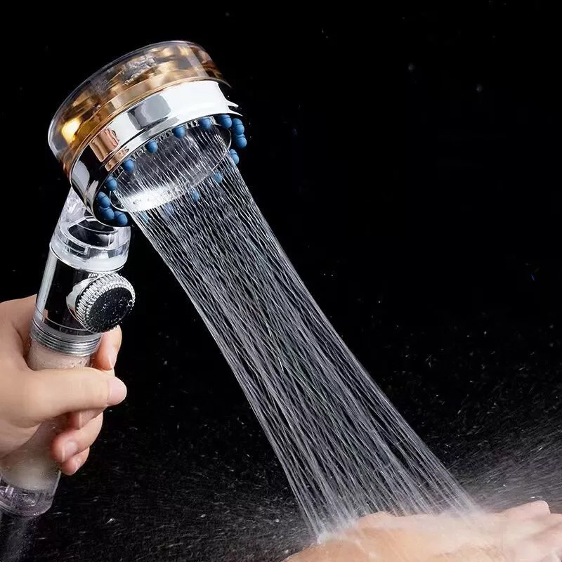 High pressure Water Saving turbo fan showerhead propeller water filtered handheld shower head with PP filter for hard water