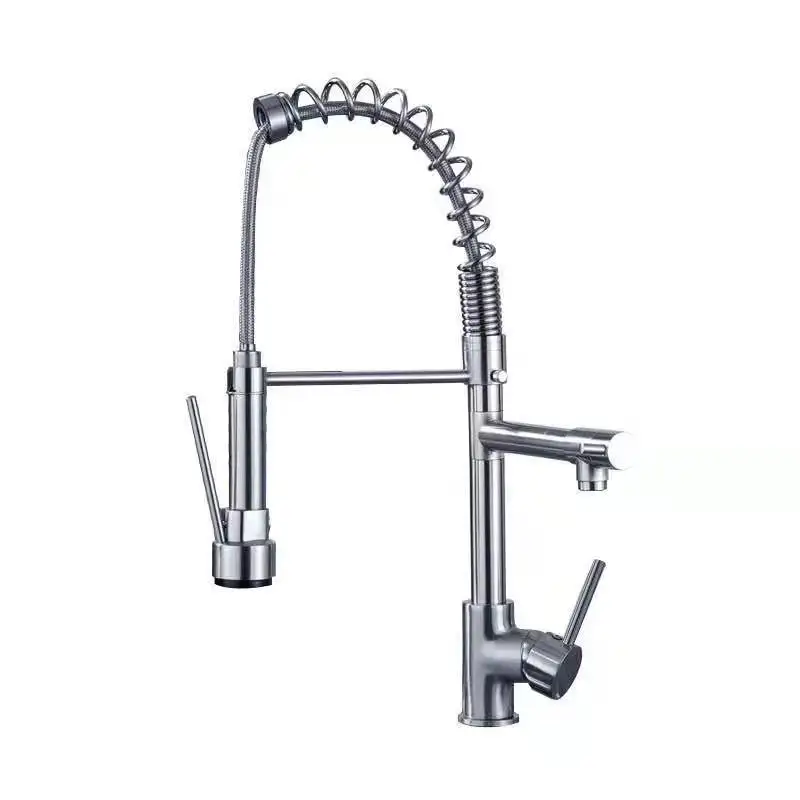 Luxury Kitchen Faucet With Pull-Down Spring Spout single handle Gold Kitchen Sink Faucet,Hot and Cold water