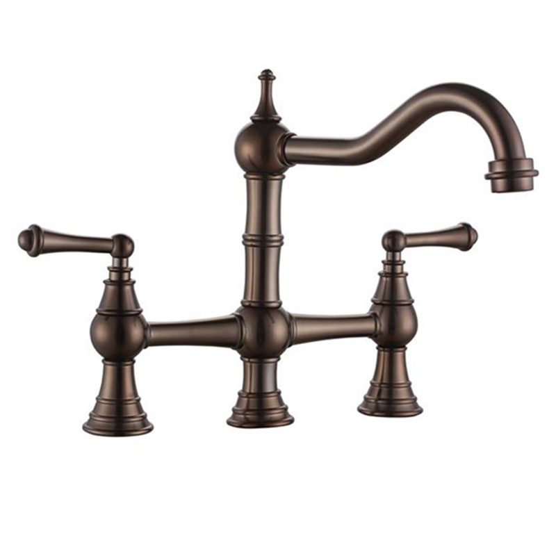 Europe Style Classic Vintage Full Brass 10 Inches Kitchen Bridge Faucet Polished Gold Dual Handles Antique Sink Faucet Mixer