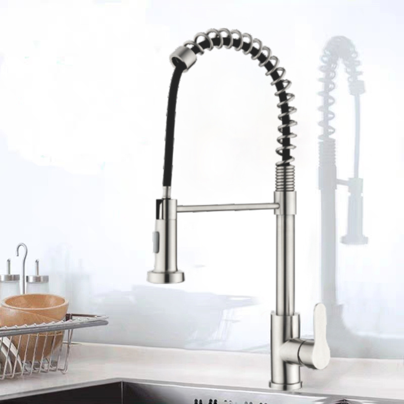 Kitchen Faucet with Pull Down Sprayer Commercial Single Handle Kitchen Sink Faucets Brushed Nickel Stainless Steel