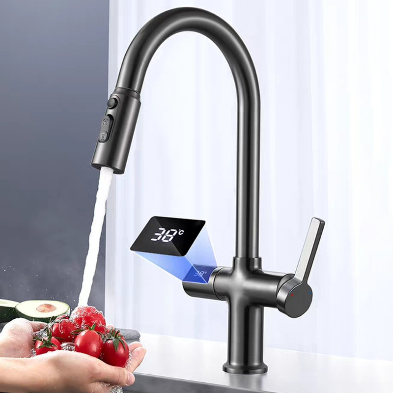 Deck Mounted Smart touchless sensor adjustable kitchen  Faucet Pull Down Spray Kitchen Sink Mixer Tap