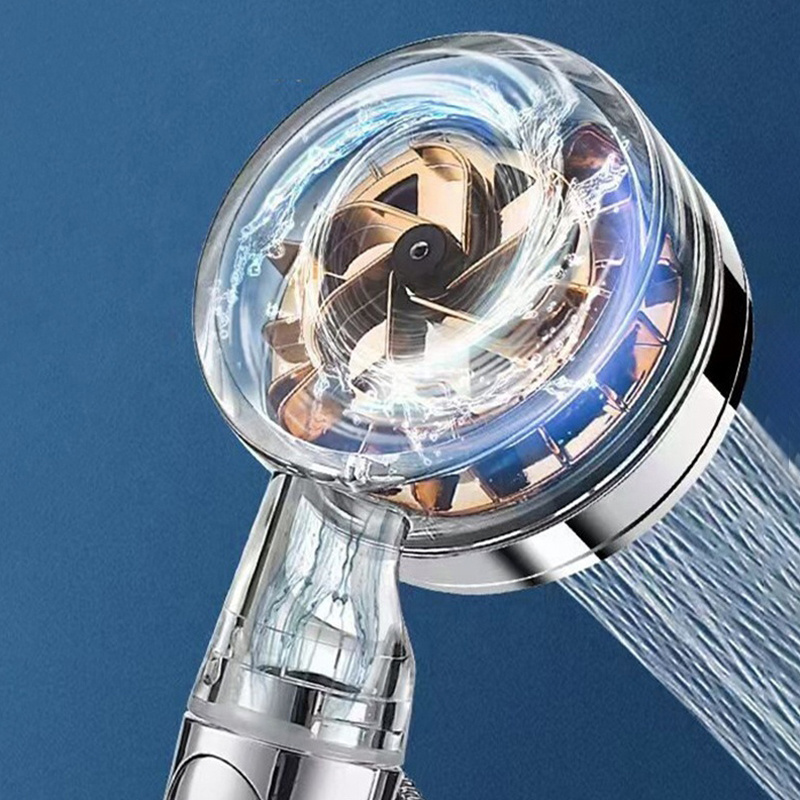 High pressure Water Saving turbo fan showerhead propeller water filtered handheld shower head with PP filter for hard water