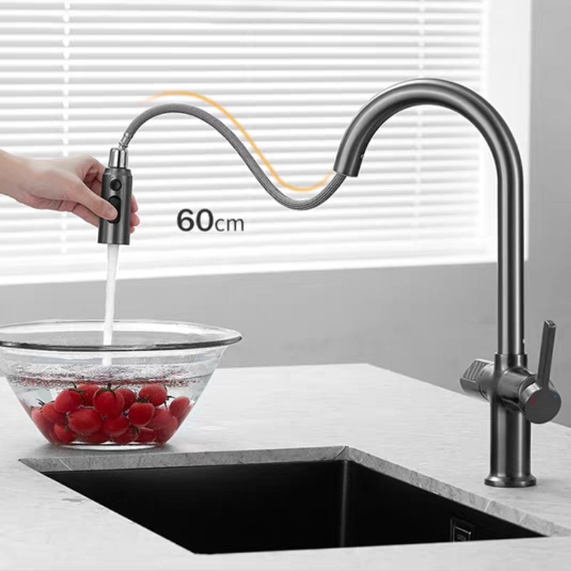 Deck Mounted Smart touchless sensor adjustable kitchen  Faucet Pull Down Spray Kitchen Sink Mixer Tap