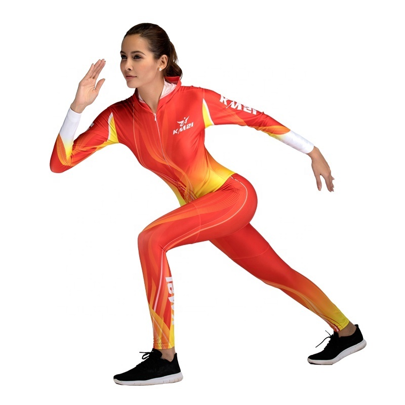 Popular modern design custom long track skating skin suit racing suit rubber skin suit speed skating clothing