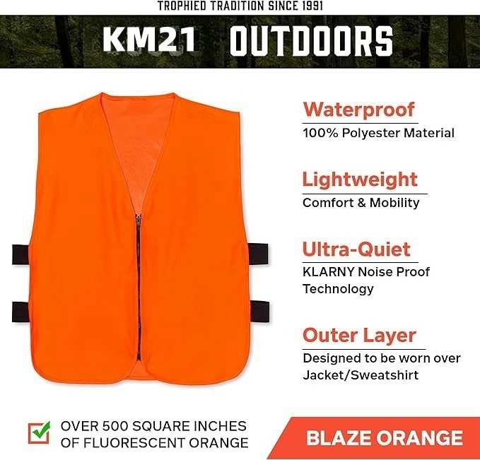 High-Visibility Waterproof Deer Bow Hunting Gear Blaze Orange Hunting Vest fishing Camping Outerwear Forest Camouflage Clothing