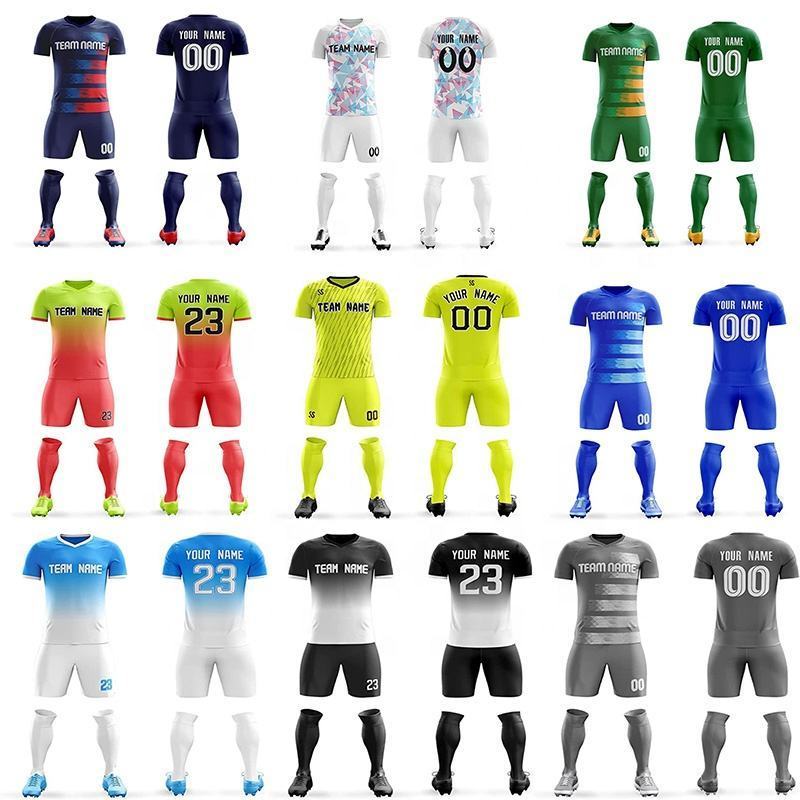 OEM Football Jerseys Shorts Personalized Printed Name Number Logo,V-Neck Short Sleeve Soccer Uniform for sale