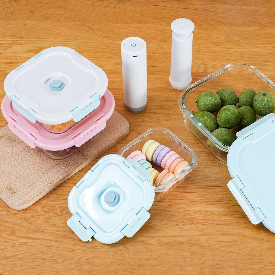 Electric vacuum sealer preservation box airtight canister vacuum seal glass microwavable food container with pump