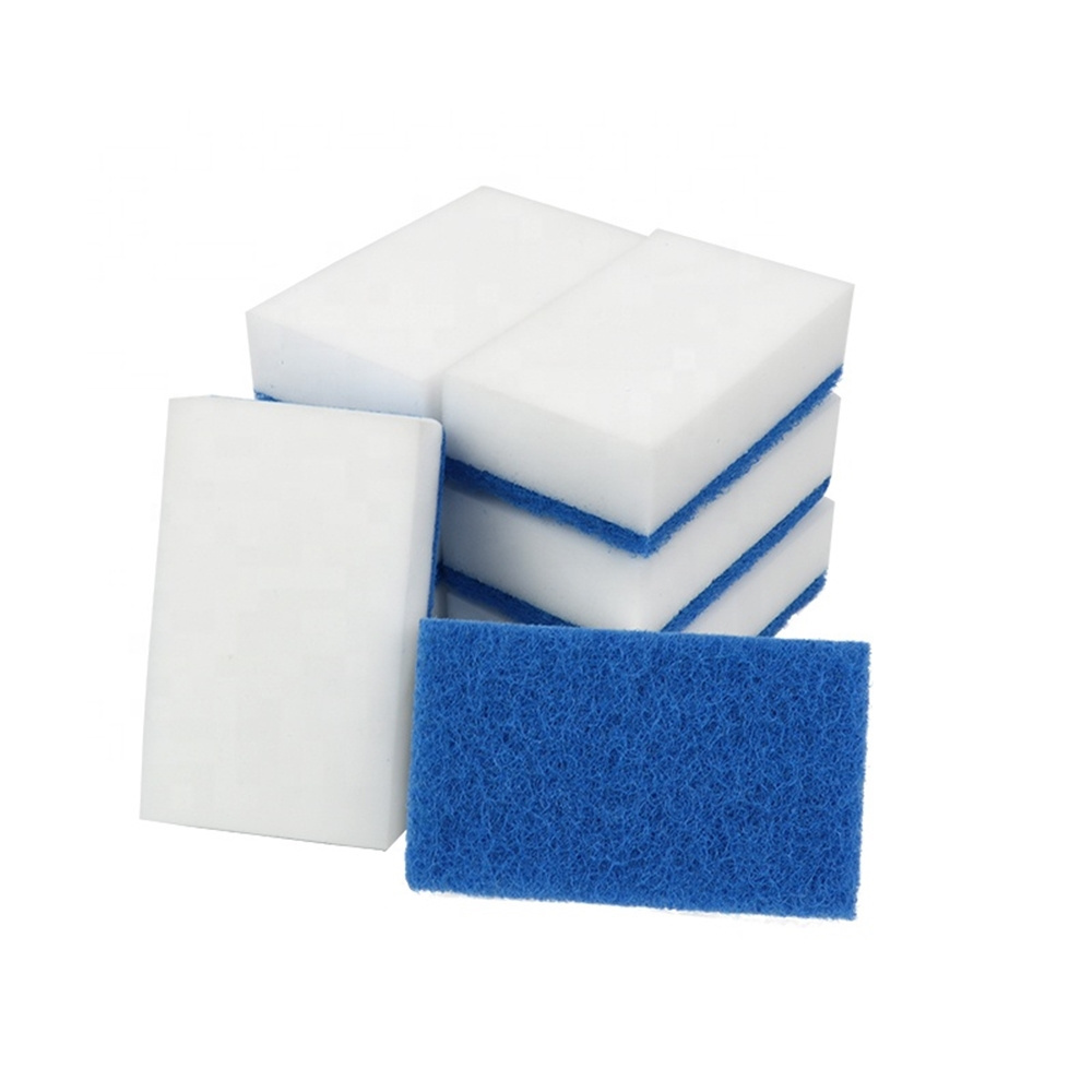 8PK Washing Sponges White Melamine Foam Cleaner Magic Eraser Sponge With Scouring Pad Kitchen Scourer