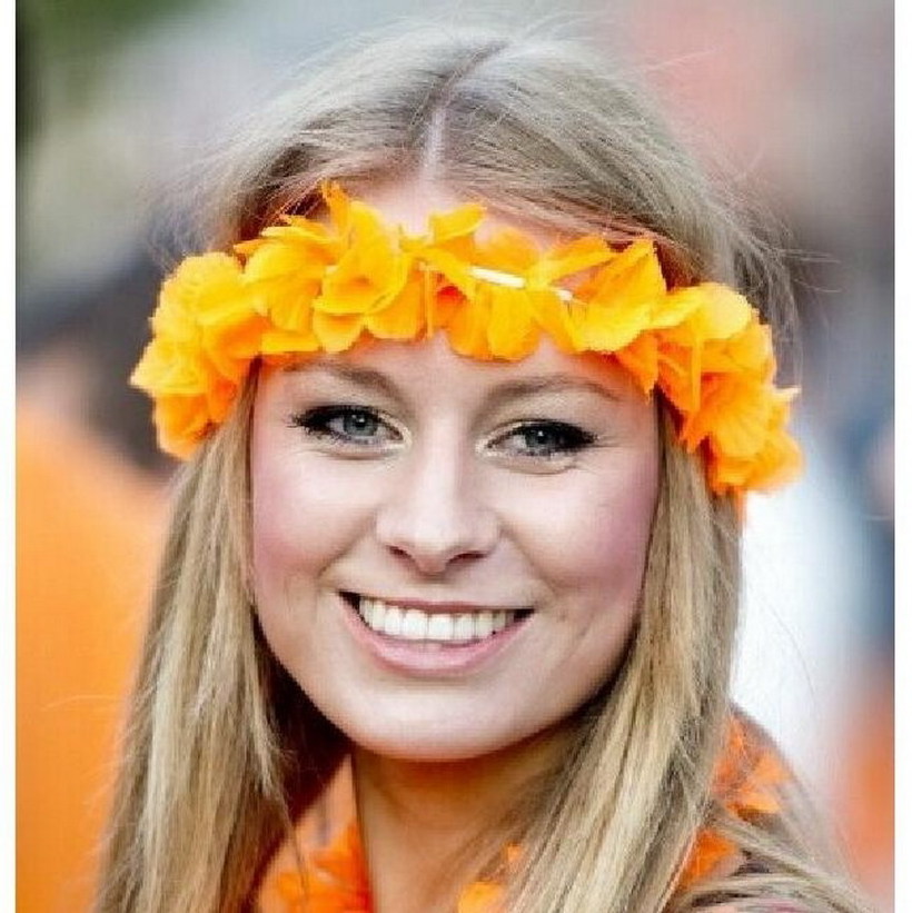 football fans holland hawaii leis wreath supporter the Netherlands color flower headchain