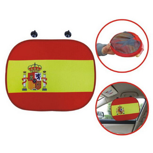 football cup  Retractable Mesh Car Sunshade auto side window sun shade in Spain flag color