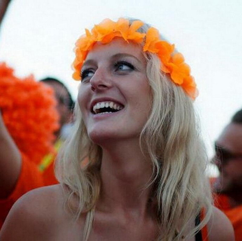 football fans holland hawaii leis wreath supporter the Netherlands color flower headchain