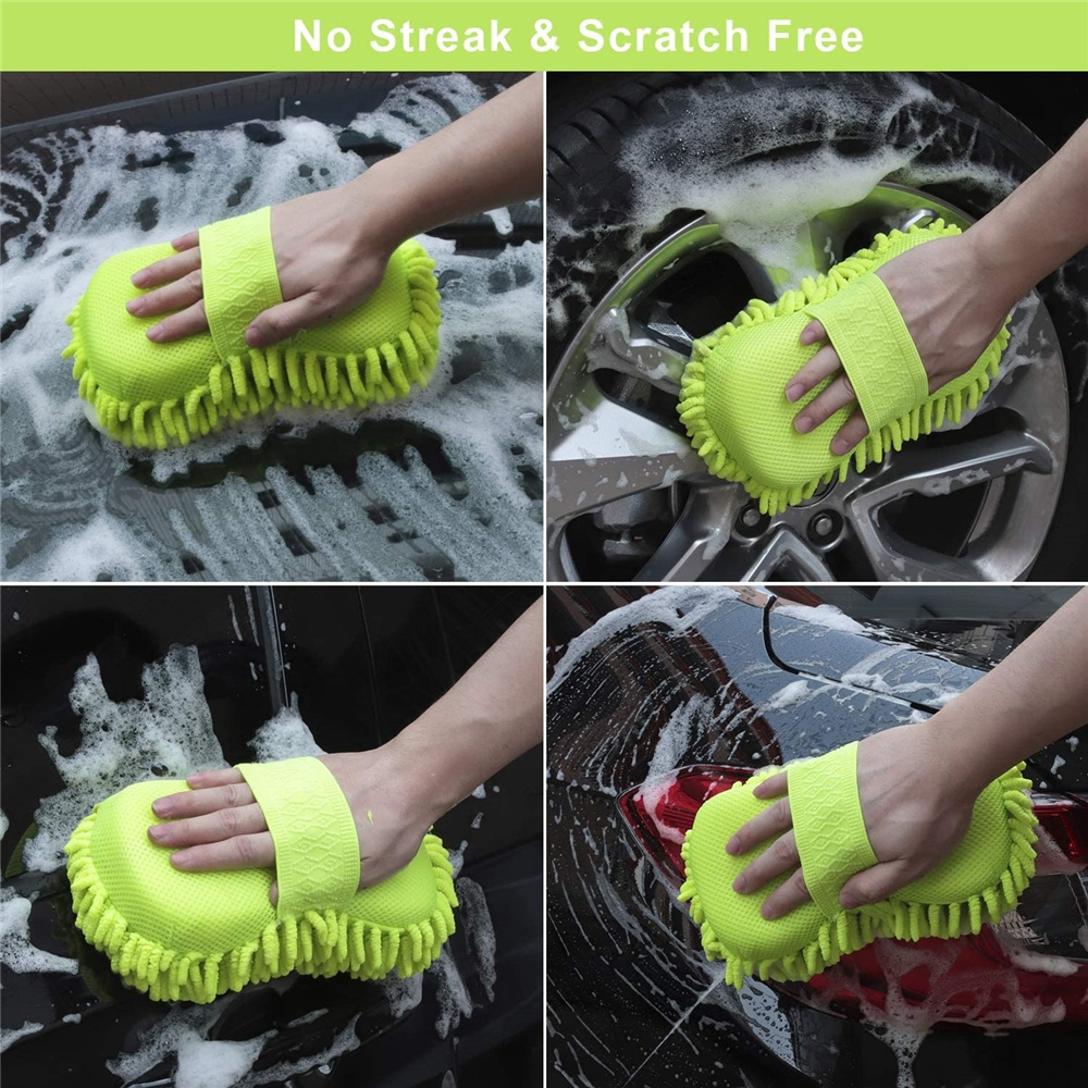 Car Washing Mitt Home Microfiber Hand Sponge Chenille Cleaning Dusting Cloth