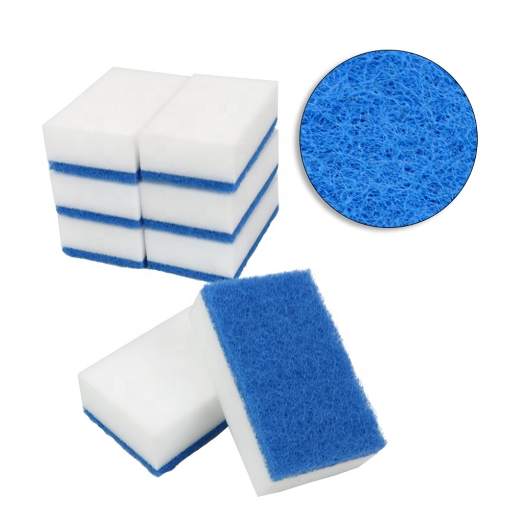 8PK Washing Sponges White Melamine Foam Cleaner Magic Eraser Sponge With Scouring Pad Kitchen Scourer