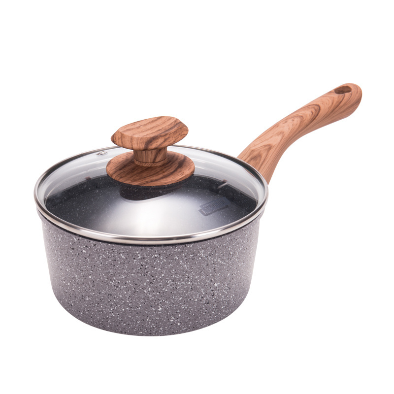 Sauce Pan with Glass Lid Soup Pot Nonstick Saucepan Granite Coating Millk Pots with Bakelite Handle