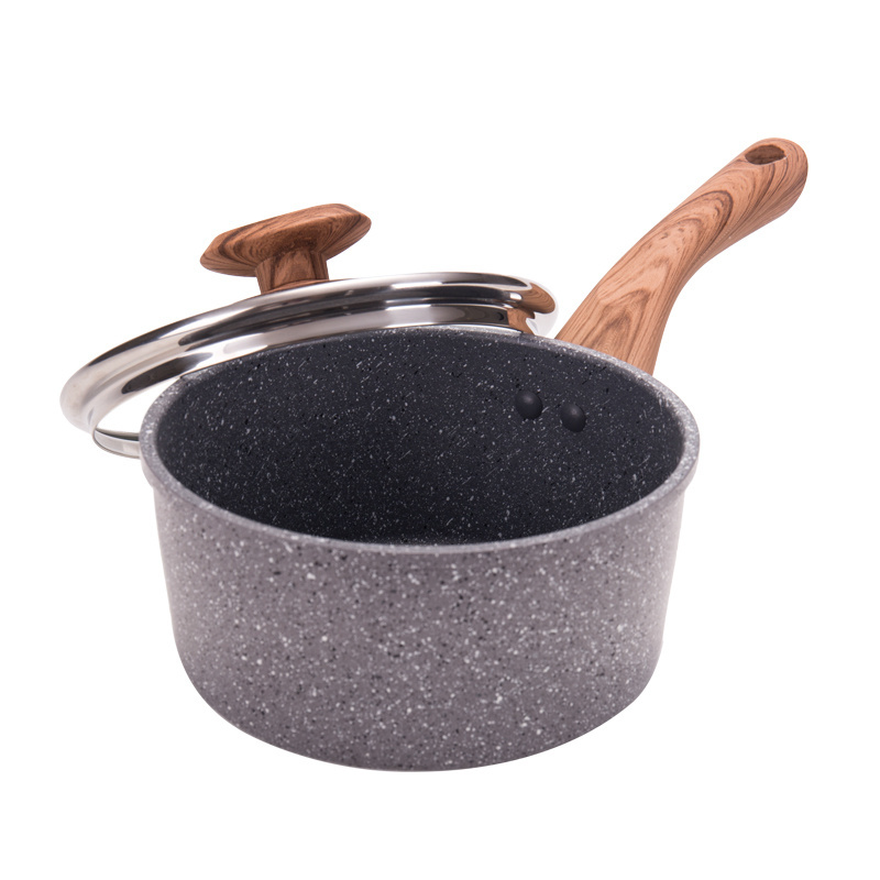 Sauce Pan with Glass Lid Soup Pot Nonstick Saucepan Granite Coating Millk Pots with Bakelite Handle