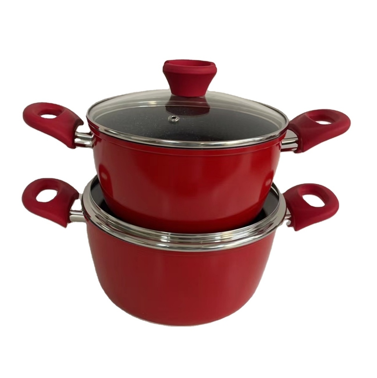 Non Stick Milk Pan With Glass Lid Small Soup Pot for Gas Induction Cookers Forged Aluminum Non Stick Sauce Pan