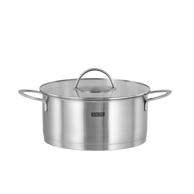 304 stainless steel matte surface soup pot casserole with tempered glass lid