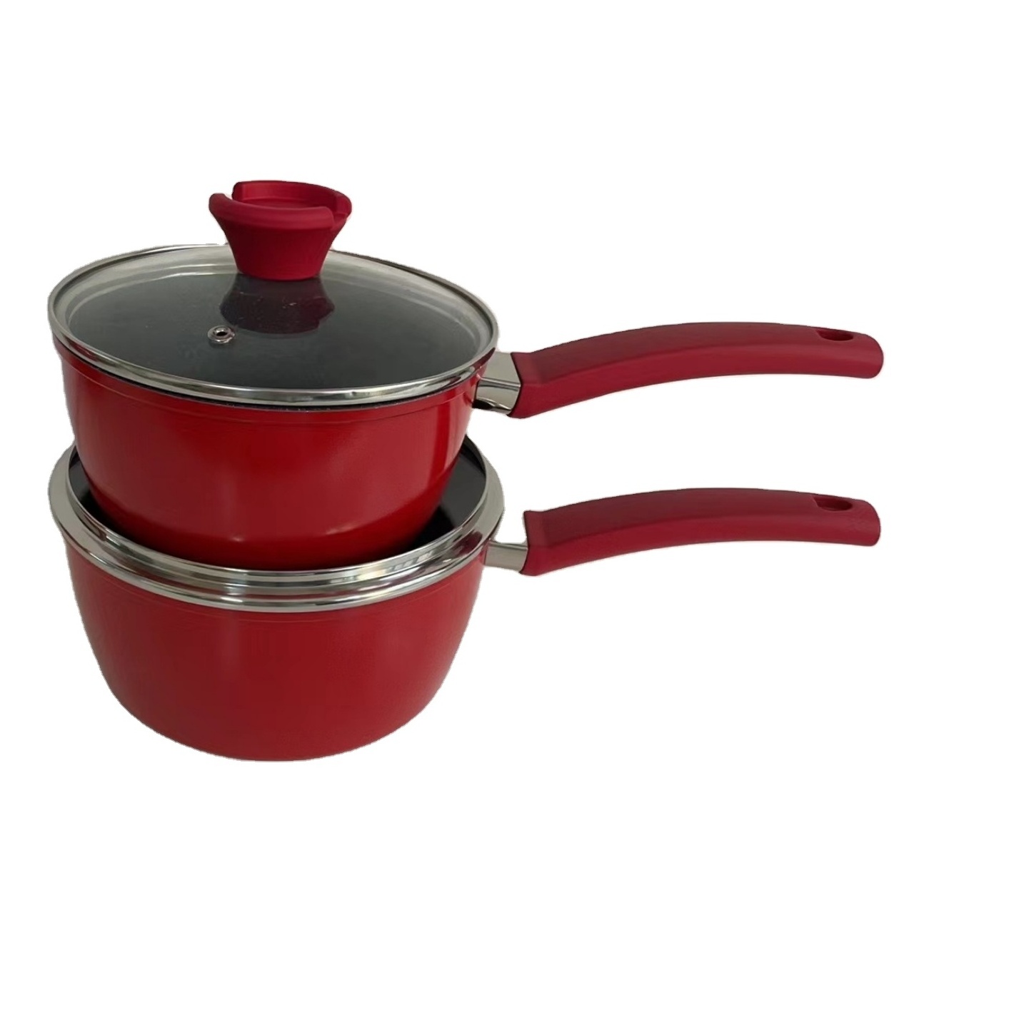 Non Stick Milk Pan With Glass Lid Small Soup Pot for Gas Induction Cookers Forged Aluminum Non Stick Sauce Pan